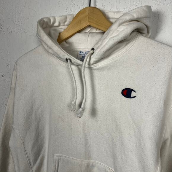 Champion Reverse Weave Hoodie Sweatshirt White Small Sportswear Streetwear - Picture 2 of 5